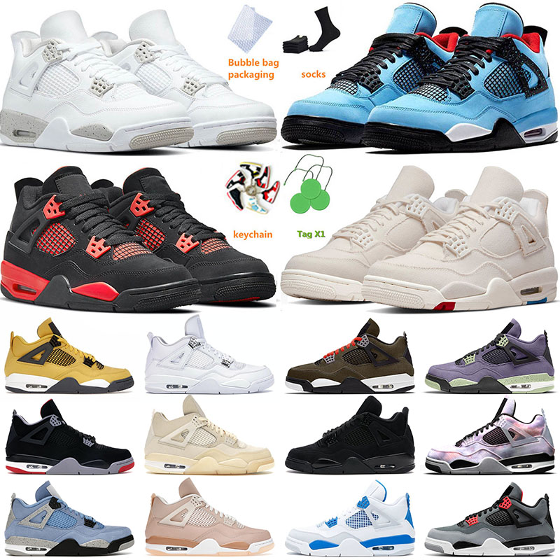 

Top Quality 2022 Mens Basketball Jumpman Shoes 4 4s IV Canyon Purple Sail Infrared Cactus Jack Red Thunder Men Women Sneakers Trainers Size 13, D5 40-47