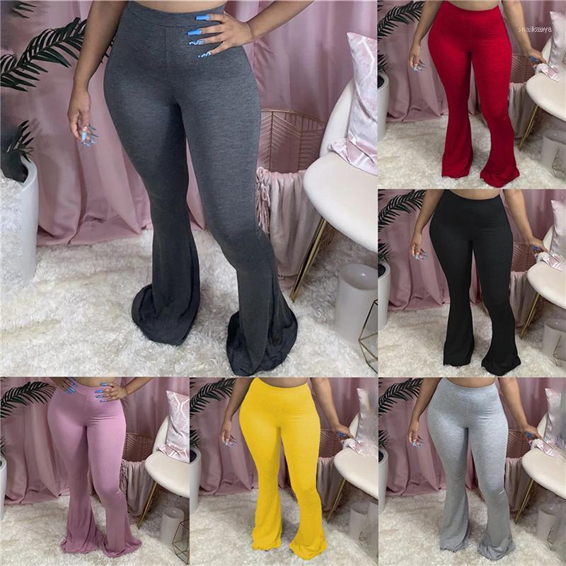 

Casual -2XL Plus Size Women Elastic Wide Leg Flare Pants Leggings High Waist Trousers Draped Jogger Sweatpants Women' & Capris, Yellow