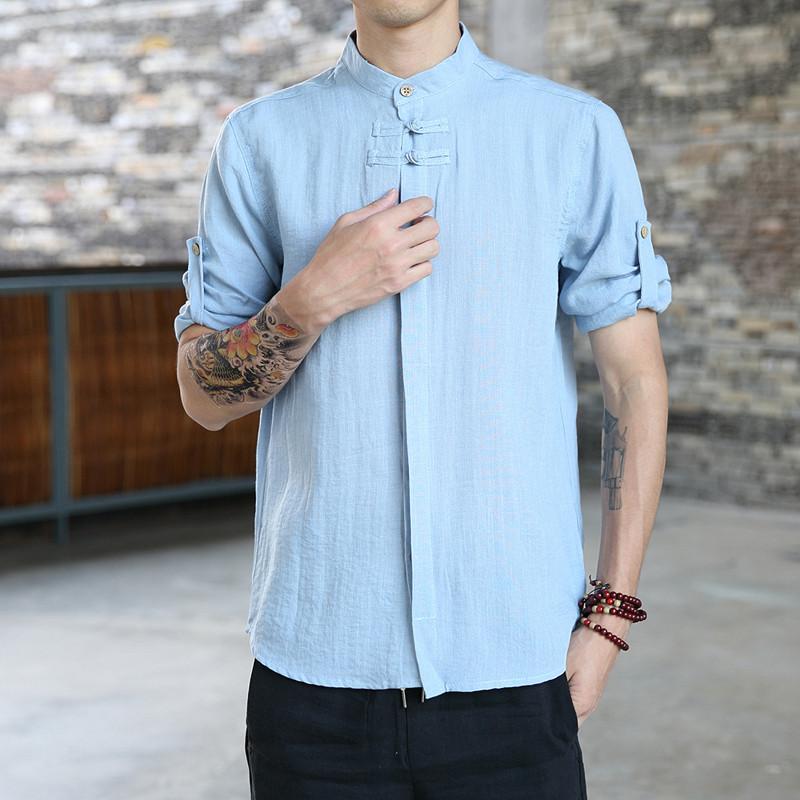 

Men's Casual Shirts Men's T-shirt Solid Color Top Street Loose Summer Vacation Beach Breathable Comfortable Versatile Short Sleeve Shirt, Sky blue