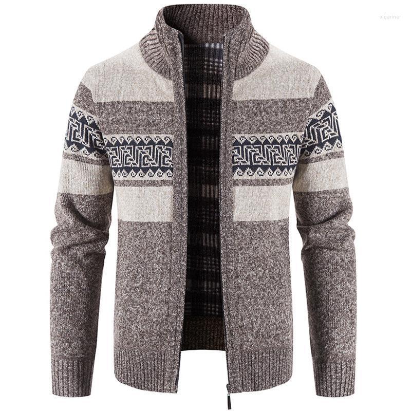 

Men's Sweaters Color Matching Jacket Men's Sweater Loose Plush Thickened Autumn Winter CoatMen's Olga22, Dark grey