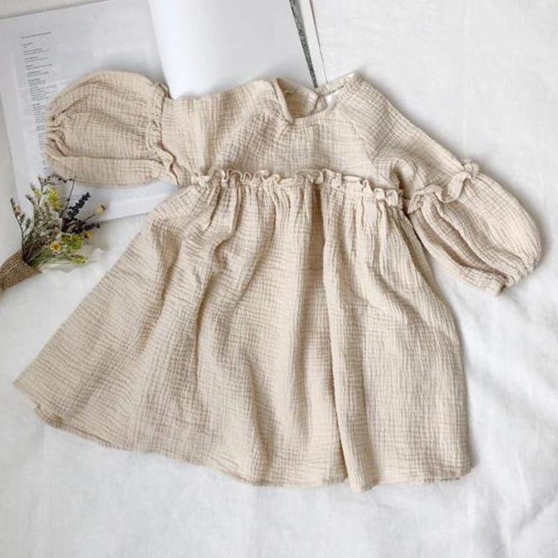 

Girl's Dresses Korean Japan Style Baby Girls Spring Kids Girl Dress Linen Clothes Ruffles Princess Toddler ClothingGirl's, Cx28 dark blue