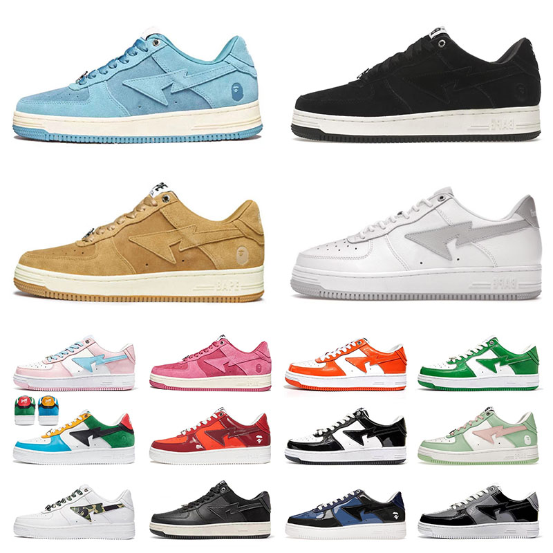 Hommes Woemns Bapestas Baped Sta Designer Casual Chaussures JJJJound Pastel Rose Tokyo Noir Daim Bleu Couleur Camo Combo Rouge Rose Sport Baskets