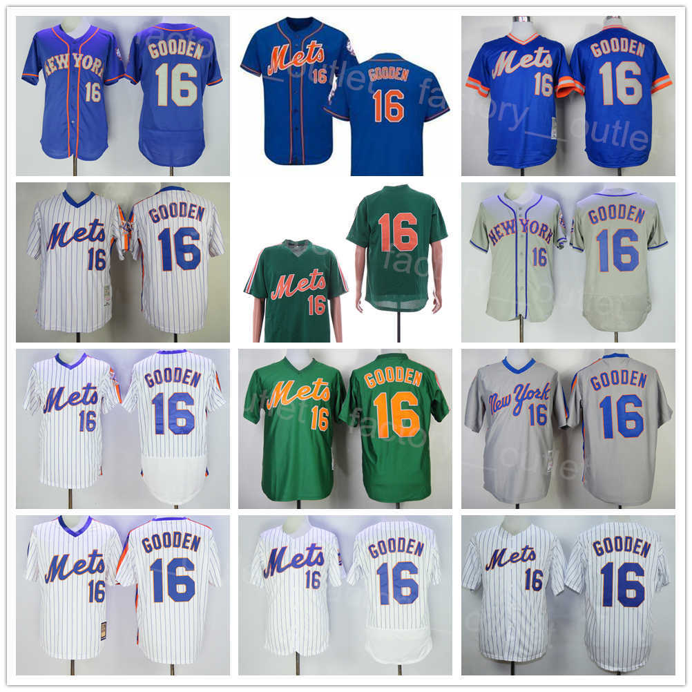 Men Throwback 1983 1985 1986 Baseball Retro 16 Dwight Gooden Jersey Vintage All Stitched Team Color Black Blue White Grey Pullover Pinstripe Flexbas