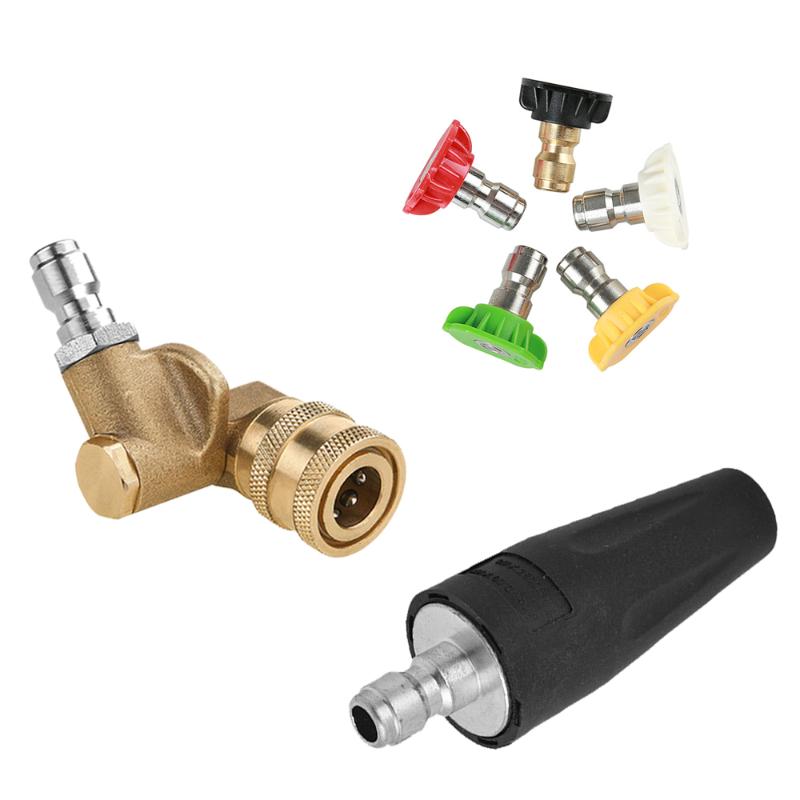 

Water Gun & Snow Foam Lance Rotating Turbo Nozzle 1/4" Quick Connect Rotary Adjustable Adapter 5 Spray Nozzles For High Pressure Washer Car