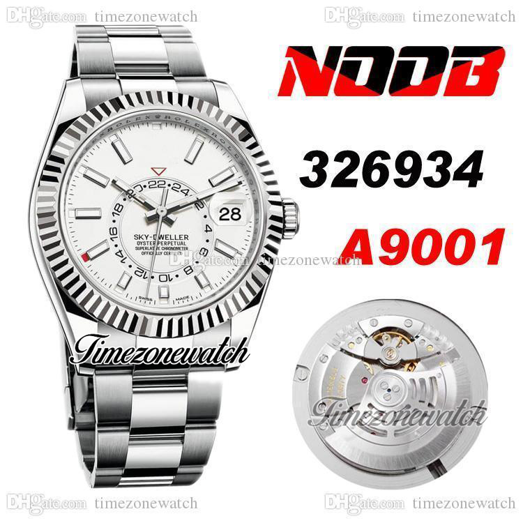 

N Sky 326934 A9001 Automatic Mens Watch 42mm Fluted Bezel White Dial Stick Markers OysterSteel Bracelet With Warranty Card Timezonewatch Super Edition R03, Custom warranty card