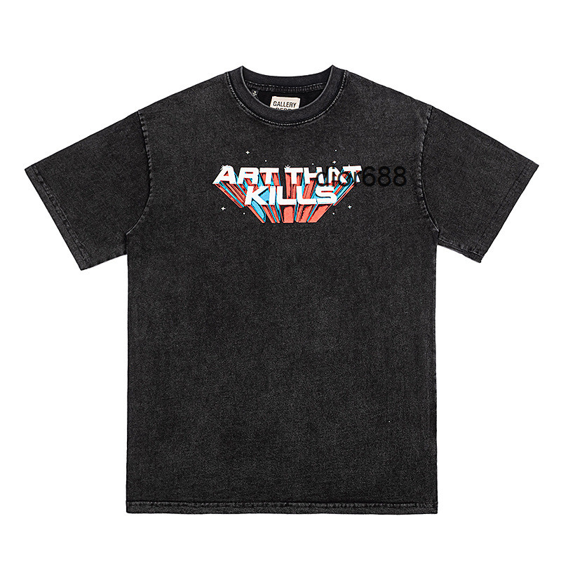 

Couple short sleeve trendy hip hop loose 2022 summer new Gary dept men' and women' Short Sleeve T-Shirt, Black