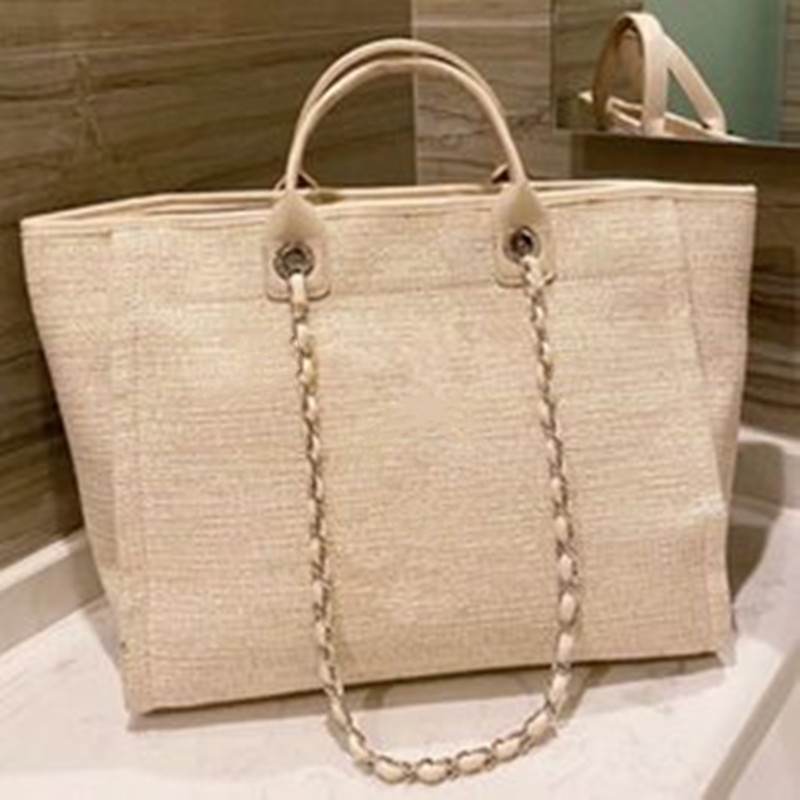 

a+ Women Luxury Handbags Designer Beach Bag Top Quality Fashion Knitting Purse Shoulder Large Tote With Chain Canvas Shopping Bags, Make up the difference