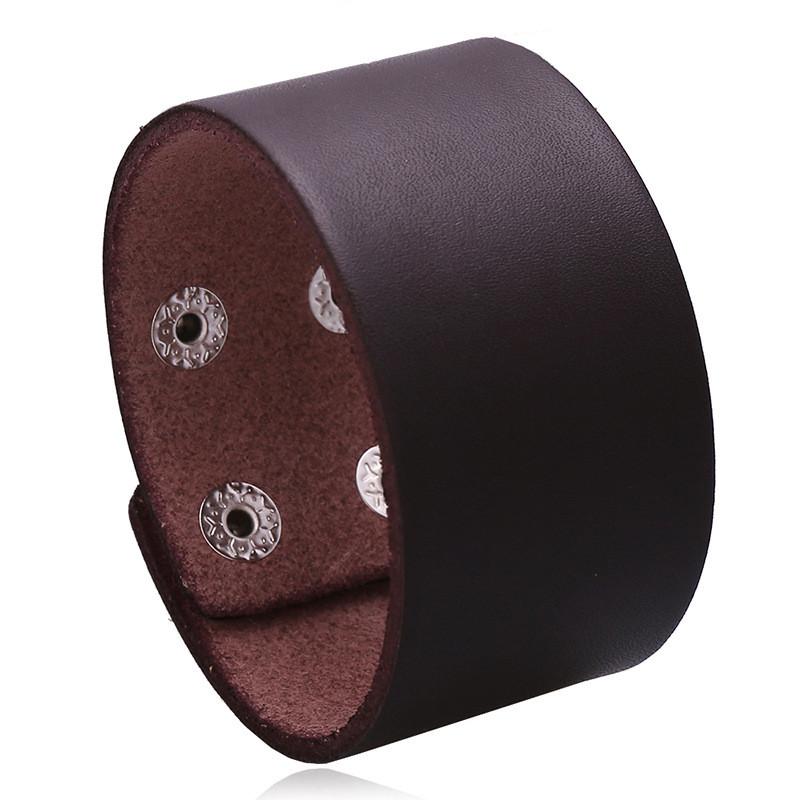 

Link, Chain Modyle Punk Vintage Black Brown Real Genuine Cow Leather Charm Unisex Wide Big Bracelet Bangle Men Women Jewelry