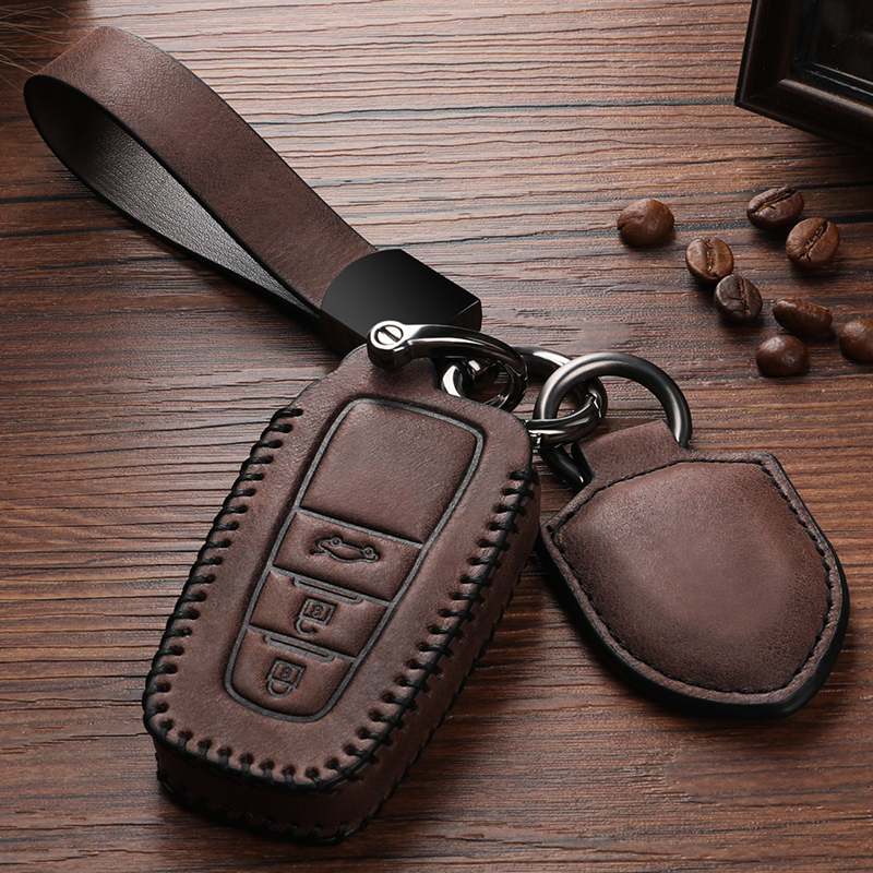 

Car Key Case For Toyota Camry Avalon Corolla HIGHLANDER RAV4 Prado Leather Key Chains Key Fob Cover Car Accessories