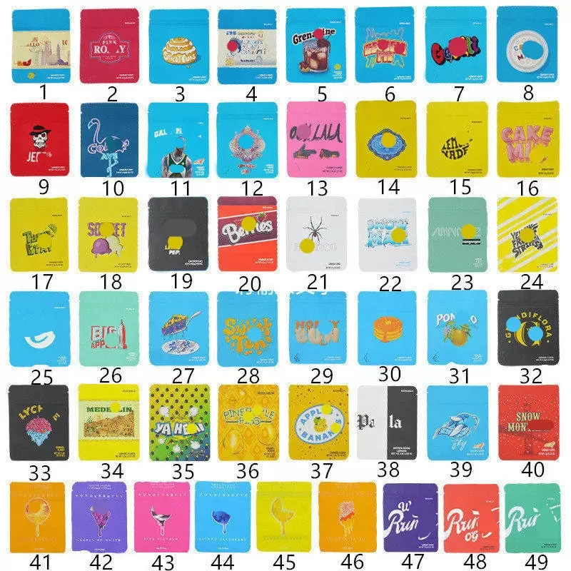 

Wholesale 3.5g Cook Mylar Bags 49 Types Smell Proof Zipper Package For Candy Dry Herb Flower