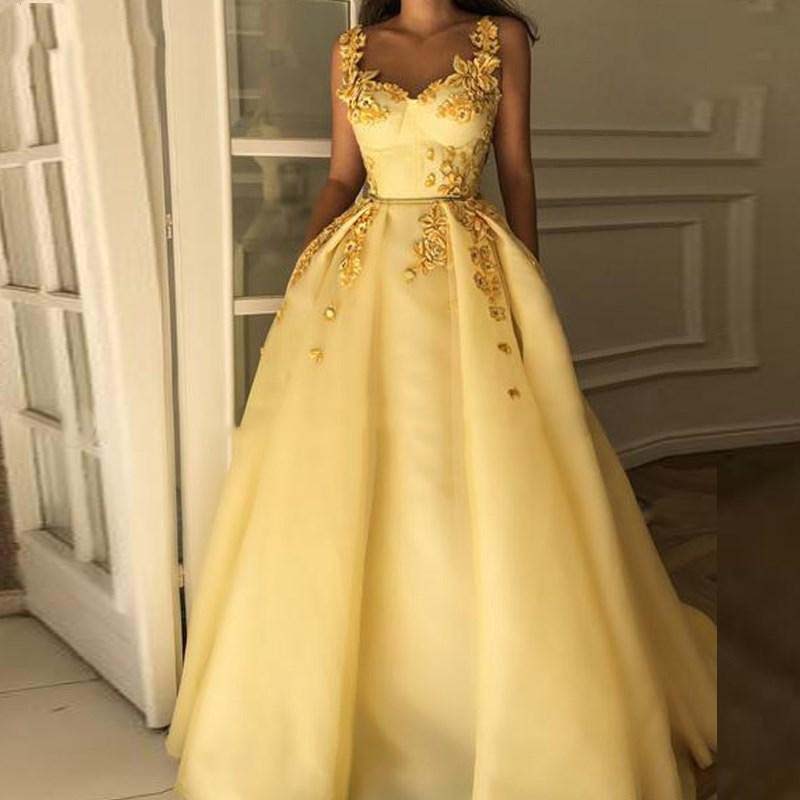 

Yellow Prom Dresses 2022 Sweetheart Flowers Straps Long Elegant Evening Gowns Formal Vestidos De Diesta Custom Made, Hunter green