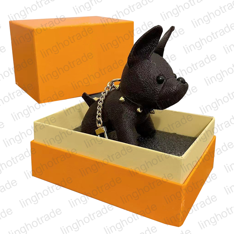 

Designer Keychains Leather Key chains Keyring Buckle Keychain Lovers Car Handmade Men Women French fighting dog Bags Pendant Key Ring Accessories with box dust bag