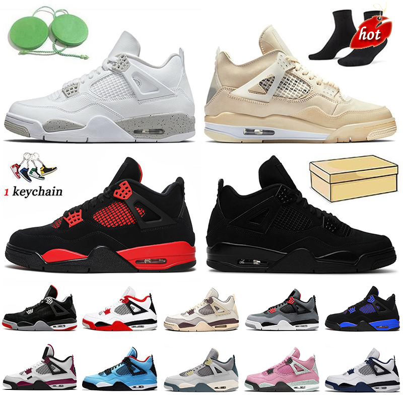 

Basketball Shoes JUMPMAN 4 Women Mens Trainers Blue Red Thunder 4s Canvas White Oreo Sail 2022 Craft Black Cat Fire Red Sports Sneakers, C44 grey 40-47
