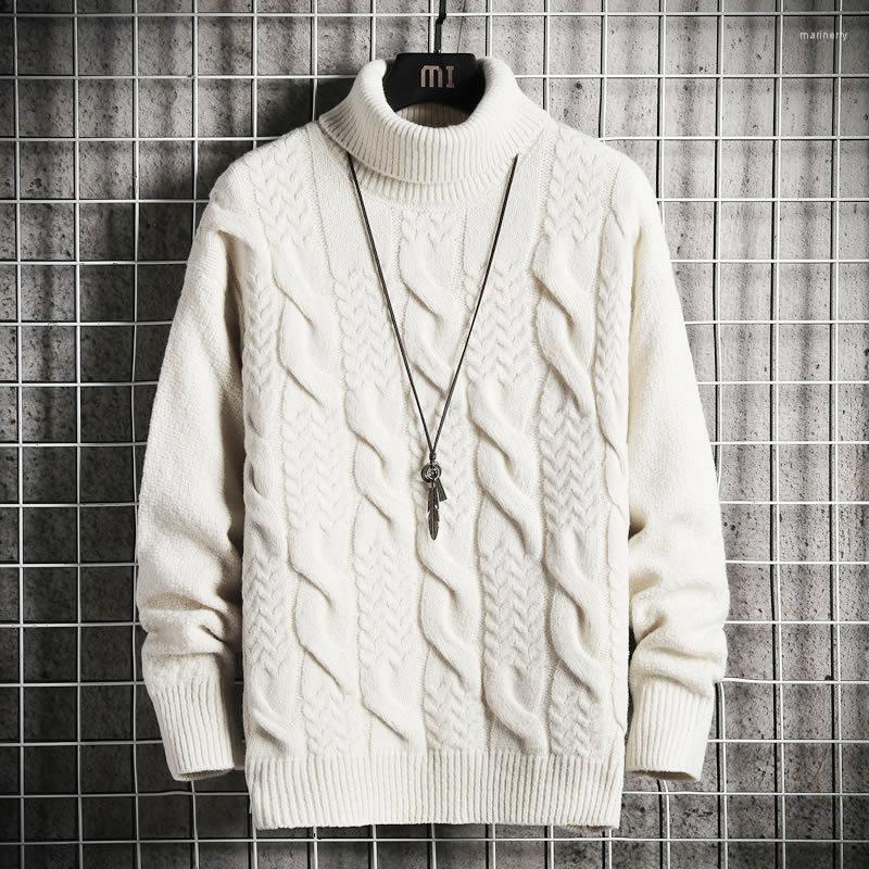 

Men's Sweaters Men's Cable-Knit Turtleneck Sweater Autumn And Winter Loose Thick Vintage SweaterMen's Mari22, Wxq202 white