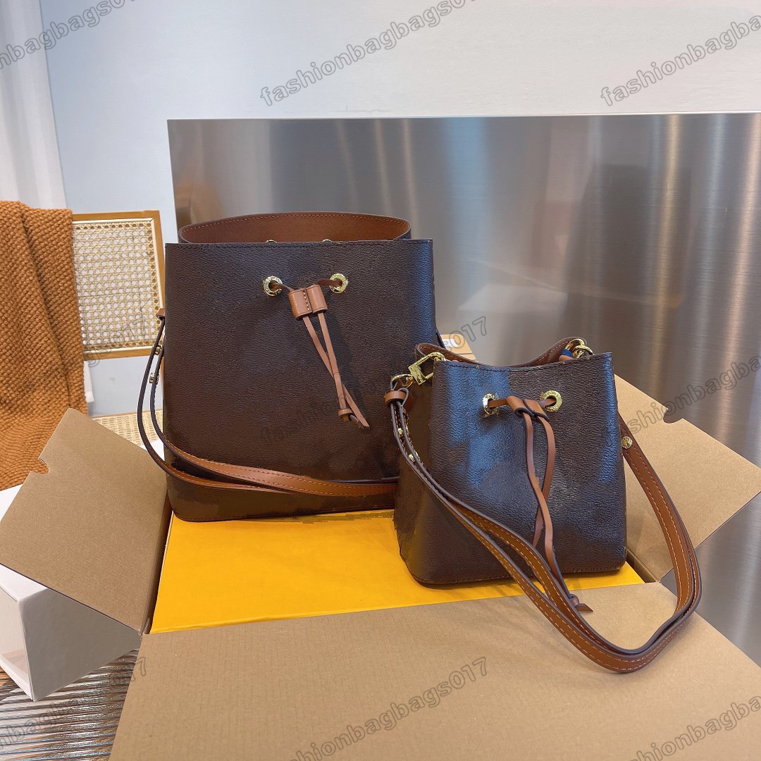 

NEONOE Cross Body Bag Black/Brown/Pink/Red leather trim Monograms MM Shoulder Bags Neo Noe Hobo Drawstring Bucket Totes M44887