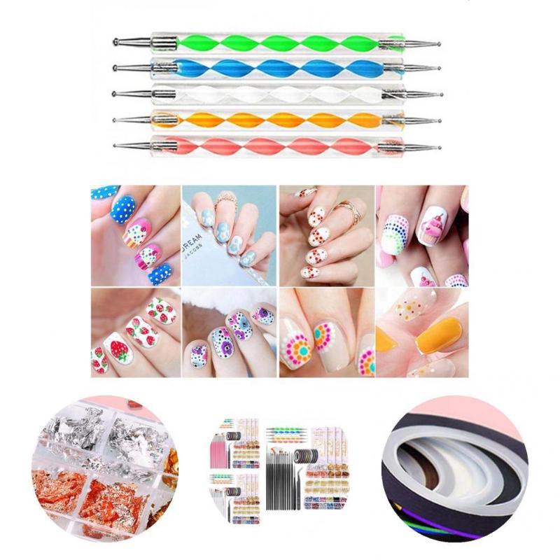 

Nail Art Kits 1Set Liner Interesting Draw Line Pen Glitter Set Multifunctional DIY Sequins