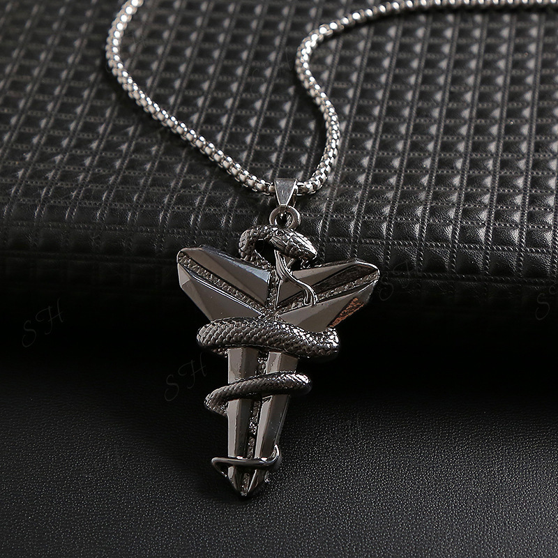 Hip Hop Souvenir Kob Black Mamba Snake Cross Collier Boyers et filles Fan de basket-ball PENDANT ACCESSOIRES DE LA MODE