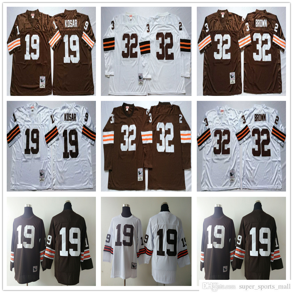 

NCAA 75th Vintage Football 32 Jim Brown Jerseys Mitchell and Ness 19 Bernie Kosar Jersey College Brown White, Same as picture