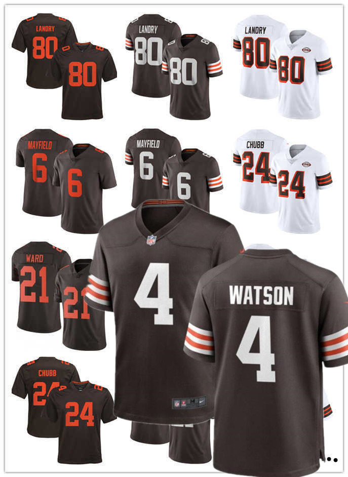 

4 Deshaun Watson Men Women Youth Cleveland''Browns''Jersey 2 Amari Cooper 21 Denzel Ward 6 Baker Mayfield 24 Nick Chubb Football Jerseys white, Color