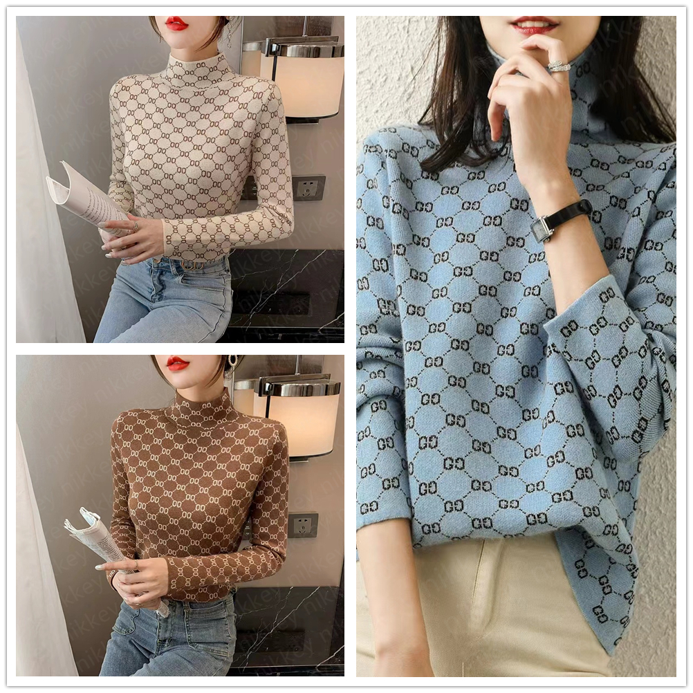 

New Women stretch turtleneck sweater keeps warm O letter ribbed knitted pullover fashion punk top for autumn and winter Casual style, Logistics difference do not shoot
