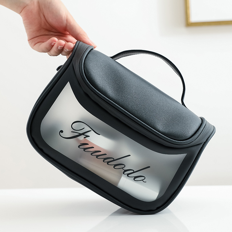 

Water-proof Clear Travel Transparent Cosmetic Bag Organizer PVC Portable Storage Pouch for Makeup TPU Toiletry Shaving Bag with Handle, Multi