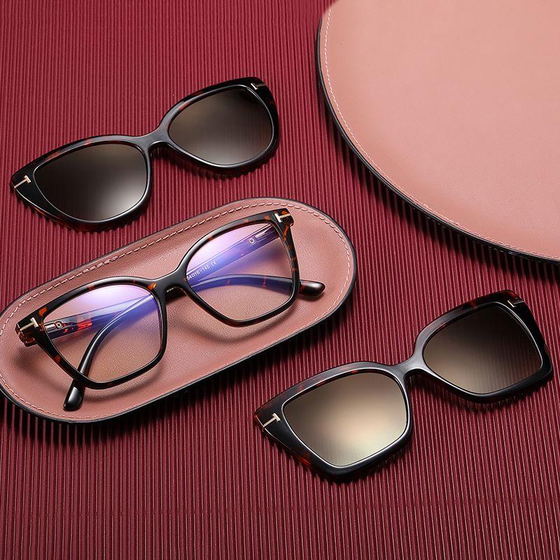 

Fashion Sunglasses Frames 2022 Cat Eye Polarized Women 2 In 1 Magnetic Clip On Glasses TR90 Optical Prescription Eyeglass Magnet Clips