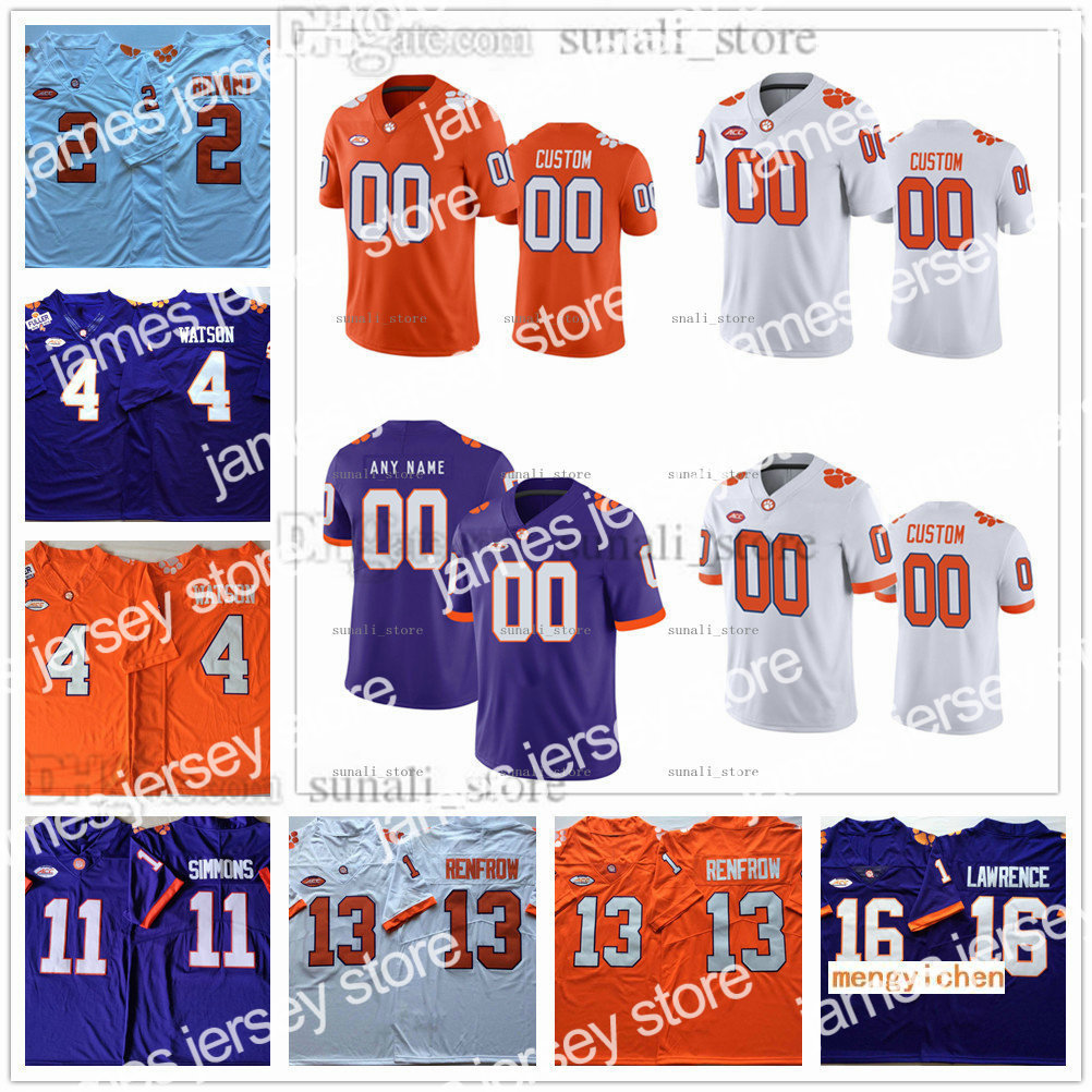 

Clemson Tigers Football Jersey 3 Artavis Scott 10 Ben Boulware 2 Sammy Watkins 7 Austin Bryant 12 Tyler Venables 27 Chez Mellusi 6, Men orange