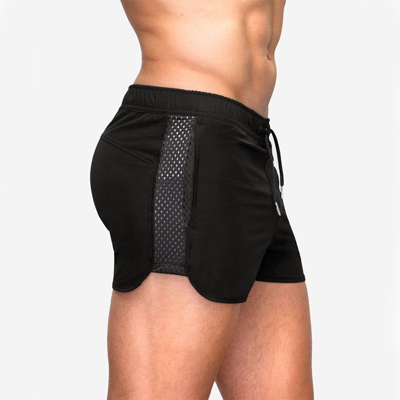 

Running Shorts Summer Breathable Quick Drying Elastic Mesh European And American Fitness Training Sprint Six Color MenRunning, Black