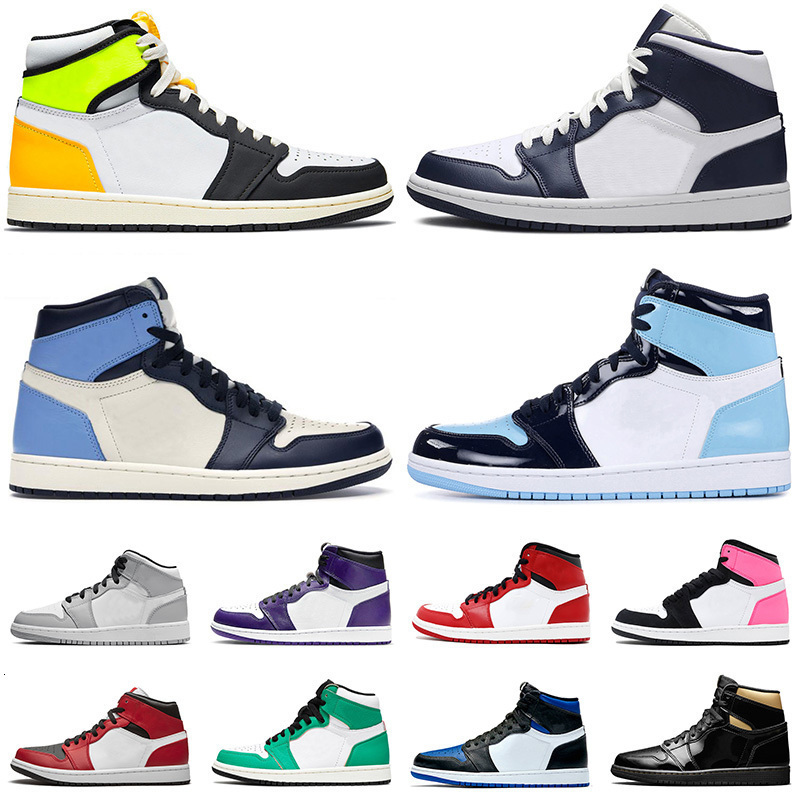 

new arrival basketball shoes 1 1s volt gold high unc patent obsidian mens womens valentines day court purple trainers sneakers 3646nu5p, A1 36-46 mid chicago toe