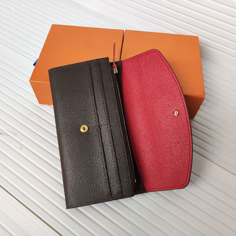 

old flower Wallets Wholesale red lady long wallet multicolor designer coin purse Card holder original box purses women classic zipper pocket purse Brown plaid Black, Brown plaid - pink inside