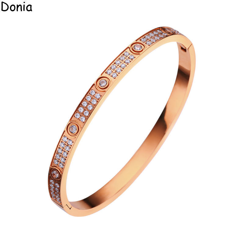 

Donia Jewelry gypsophila buckle bangle European and American fashion designers luxury palace titanium steel micro-inlaid zircon gift box