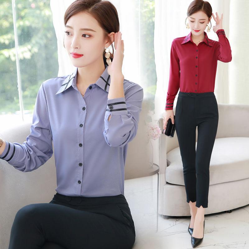 

Women's Blouses & Shirts 2022 Women Korean Long Sleeve Fashion Shirt Clothes Slim Blouse Ladies Work Wear Formal Office Plus Size 5XL Tops A, White