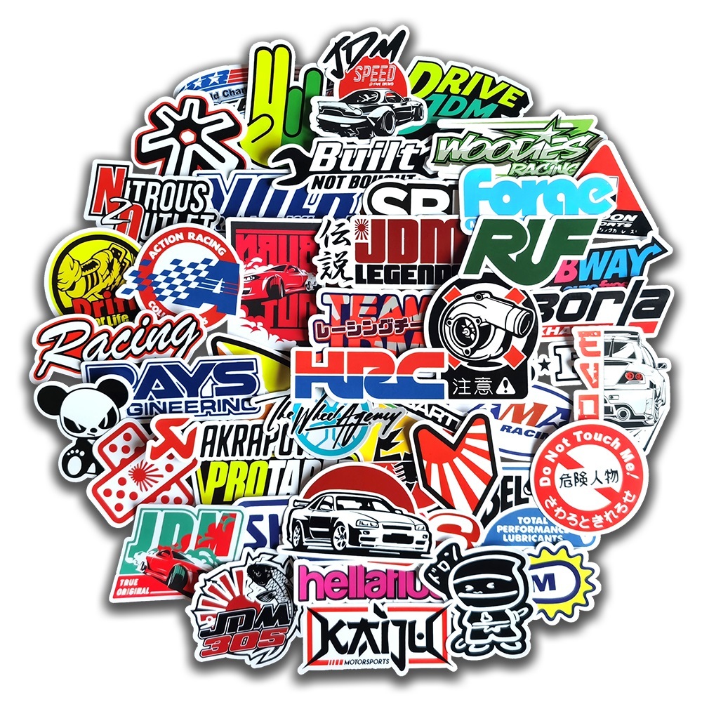 

Waterproof sticker 50/100pc Cool JDM Stickers for Car Racing Motorcycle Bike Skateboard Luggage Laptop Phone Case Random Sticker Bomb Viny Decals Car stickers, 50 pieces