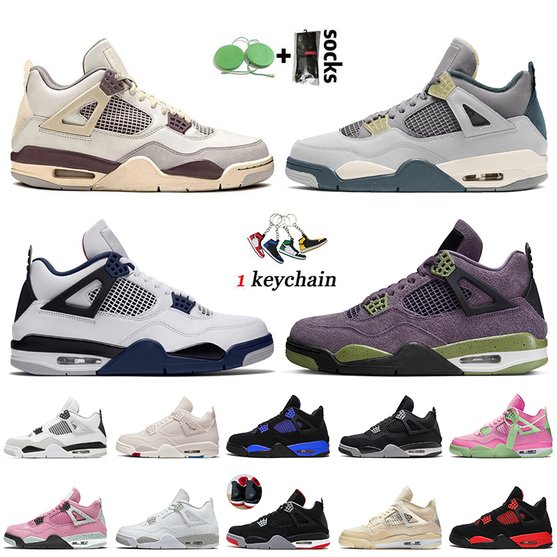

Wholesale 2022 Retro Women Mens Jumpman 4 4s Basketball Shoes Designer Black Canvas Fashion Sneakers Craft Canyon Purple Midnight Navy Blue Thunder J4 Trainers, C42 black 40-47