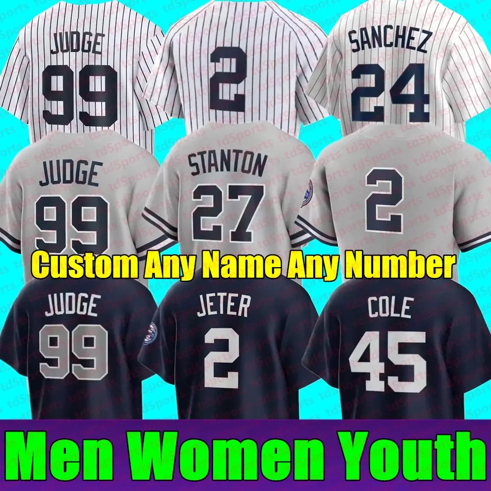 

99 ARON JUDGE Jersey 2 DEREK JETER 45 GERRIT COLE 25 GLEYBER TORRES GIANCARLO STANTON SANCHEZ YANKEES SABATHIA DJ LEMAHIE CUSTOM WOMEN BASEBALL JERSEYS, Navy with name