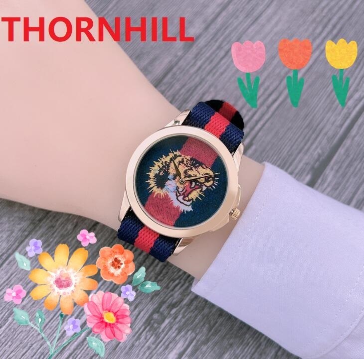 

Premium Japan Quartz Movement Watches 38mm 45mm Two Size Choice Bee Tiger Snake Women Men Watch Couples Nylon Fabric Classic Wristwatches reloj de lujo, As pic