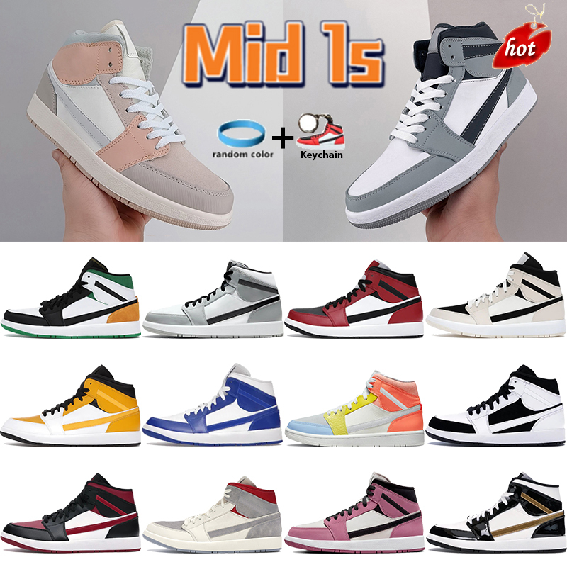 

TOP Mid Sneakers 1 1s Men Basketball Shoes Pink Quartz Light Smoke Grey 2.0 Milan Bred Toe Berry Pink Pine Green Classic Sport Shoe Mens, 03. light smoke grey 2.0-1