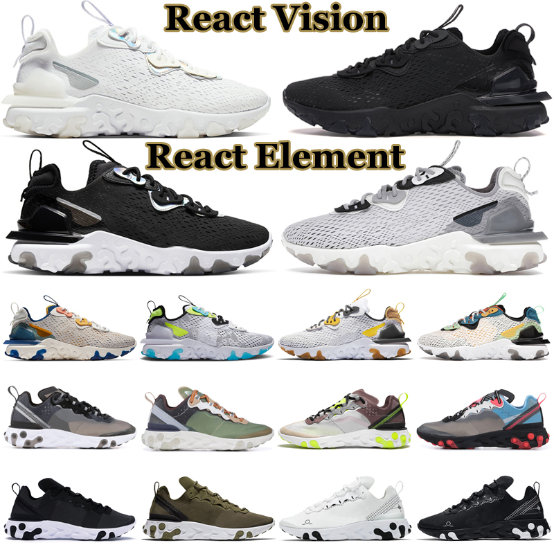 

Newest React Vision Running Shoes Men Women Element 87 55 Triple Anthracite Black White Phantom Vast Grey Orange Peel Mens Trainers Outdoor Sports Sneakers, 14