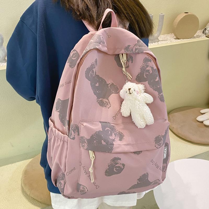 

School Bags Niche Disign Teenage Girl College Schoolbag Cartoon Cute Women Backpack Large Capicity Female Book Bag Casual Boy Backpacks, Black