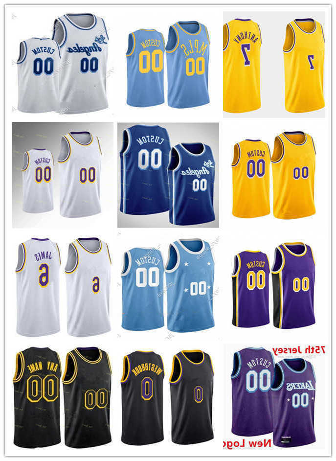 

75th Men Women Youth Los Angeles''Lakers''LeBron 6 James Russell 0 Westbrook Anthony 3 Davis Carmelo 7 Anthony custom Basketball Jersey, Color