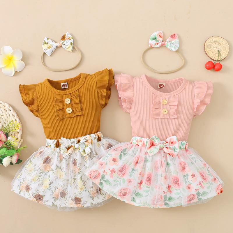 

Clothing Sets 0-18M 3pcs Baby Girls Sweet Clothes Sleeve Solid Romper Tops Lace Floral Tutu Skirts HeadbandClothing ClothingClothing, Pink