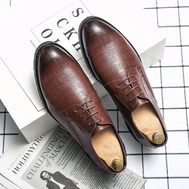 

Men Dress Stylish Oxford Office Business Shoes Italian Style PU Leather Brogue Pointed Toe Lace-up Handmade Groom Shoes Handmade, Black