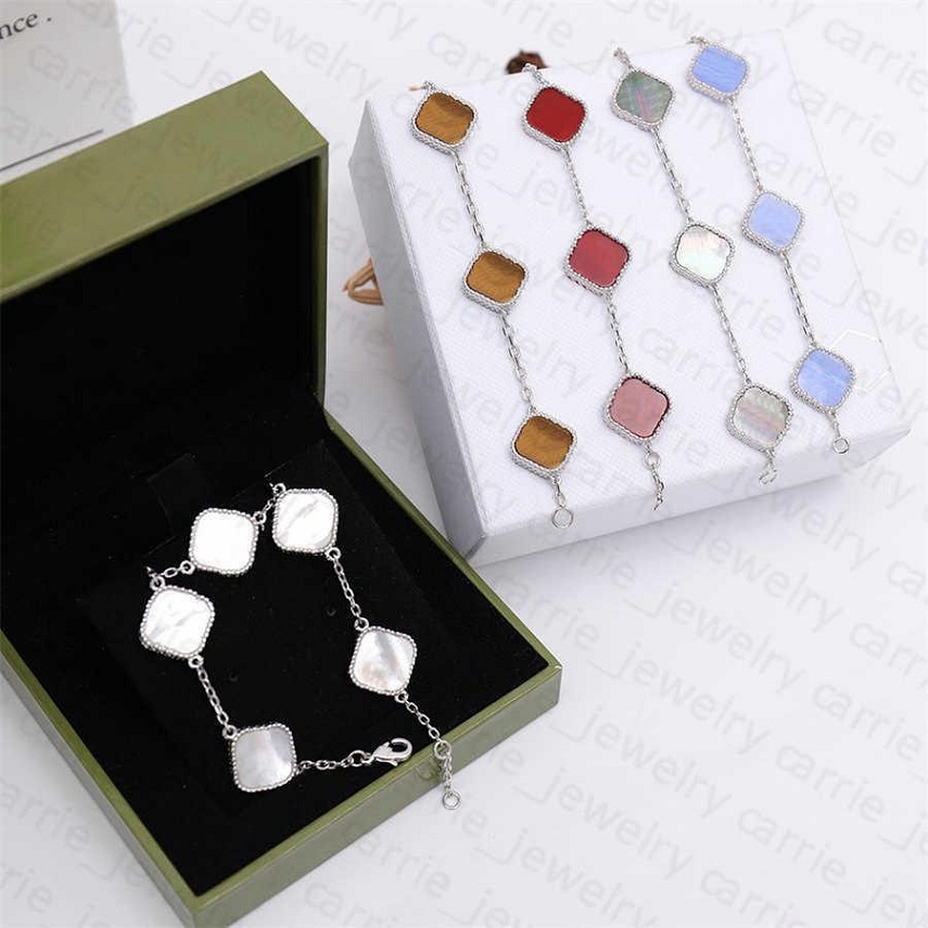 

100% 925 Silver Elegant clover Love Bracelet Luxury Design four leaf charm bracelet 18K Rose Gold Designer bracelets for women Wedding jewelry 4 flowers gifts logo