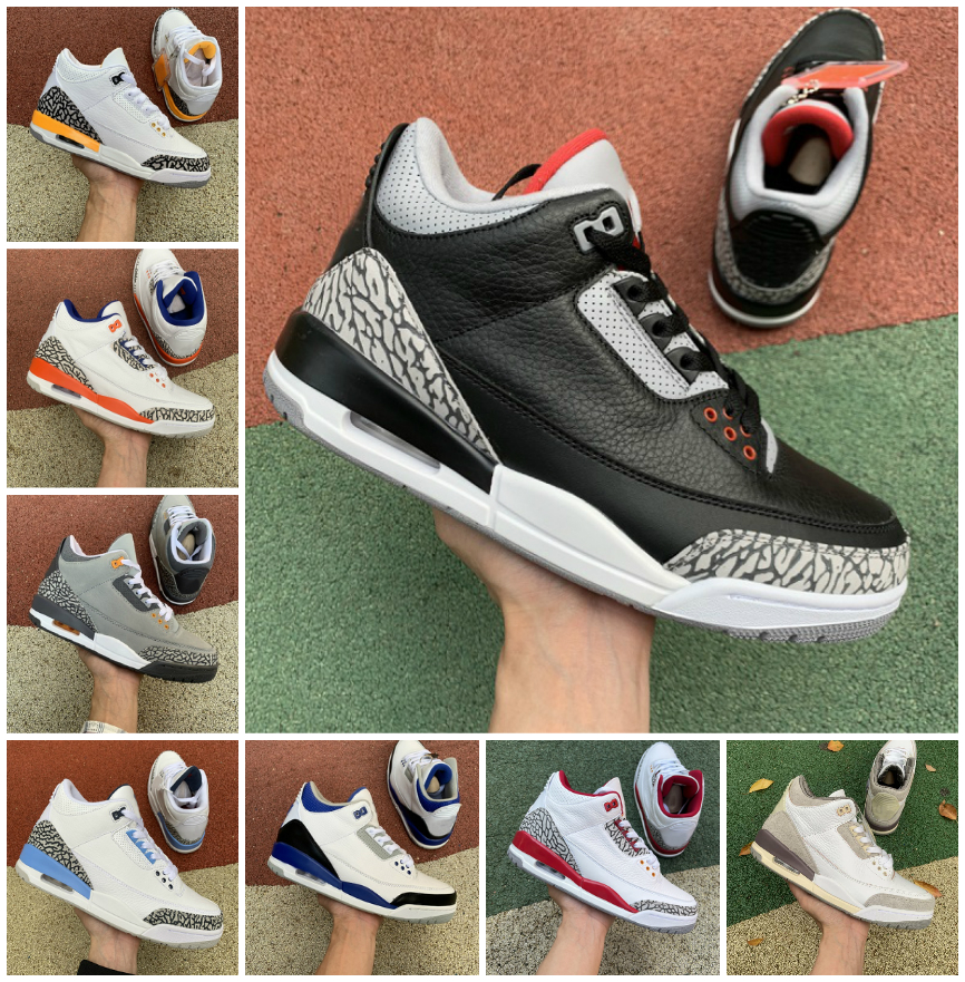 

Mens 3 3s Basketball Shoes Jumpman Neapolitan Dark Mocha Desert Elephant Kumquat Cardinal Red Cement Black Cat Racer Blue Fragment UNC Cool Grey Muslin Men Sneakers, Bubble package bag
