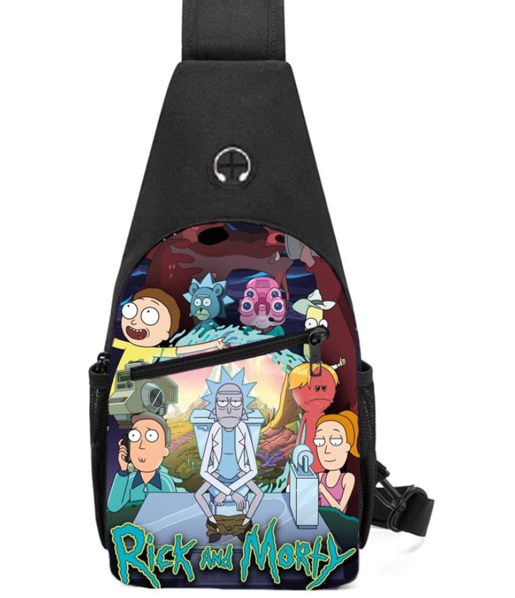

Rick and Morty Backpack Bags Unisex Single Shoulder Bag Anime Arts and Crafts osplay Sling