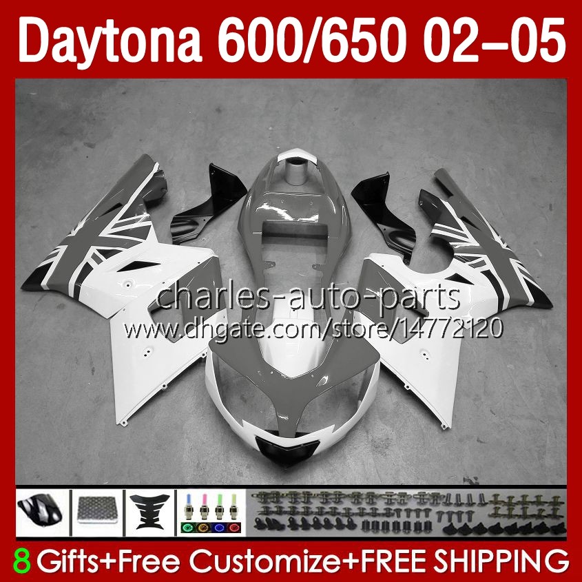 

Fairings Kit For Daytona 650 600 CC 02 03 04 05 Bodywork Grey white 132No.81 Cowling Daytona 600 Daytona650 2002 2003 2004 2005 Daytona600 02-05 ABS Motorcycle Body, No. 13