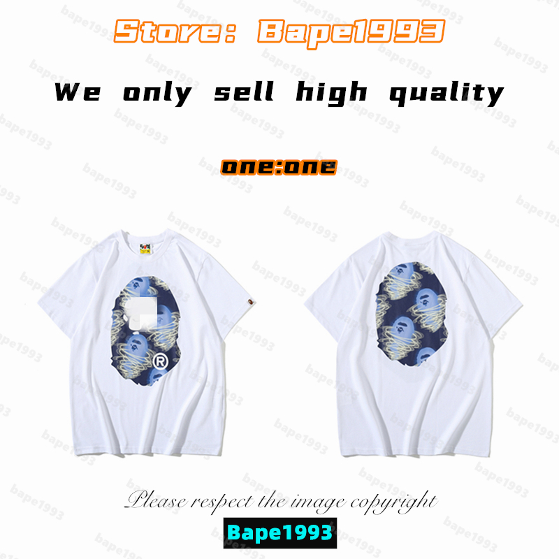 

High Quality Apes Mens T-Shirts Japan Shark ape head tshirts Galaxy spots luminous camo printing co-branded same style for men and women New Designer t shirt B1993 T6-20, 1 button