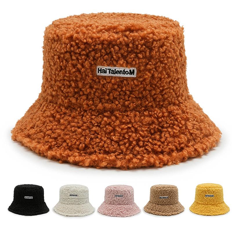 

Berets Bucket Hat Lamb Wool Hats Winter Warm Fishing Fisherman Cap Faux Fur Caps For Men Women Tide Flat Top Gorro Casquette GorrasBerets