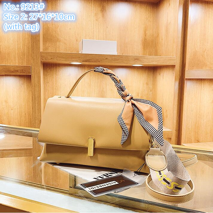 

Wholesale ladies shoulder bags summer small fresh solid color leathers handbags sweet lady ribbon handbag street trend soft and comfortable leather bag, Khaki-9212#