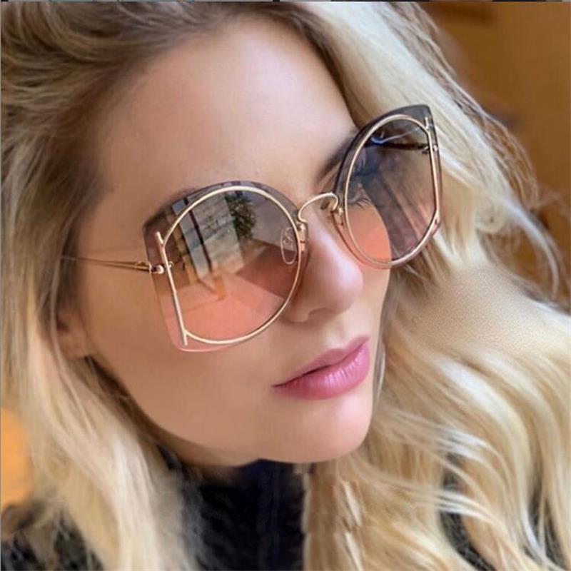 

Sunglasses Fake Designer Women Fashion Rimless Eyewear Clear Personality Big Glasses Mens Shades OculosSunglassesSunglasses